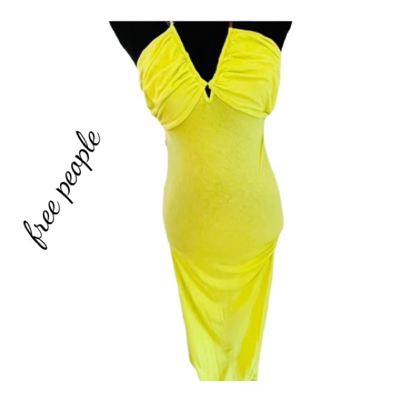 Free People Dresses & Skirts - Free People Yellow Dress.. NWT. Halter, adjustable around cup size.
